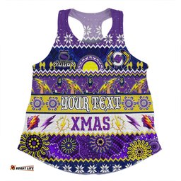 Amazing Aussie Melbourne Storm Christmas Aboriginal Custom Indigenous Knitted Ugly Xmas Style Women Tank Top