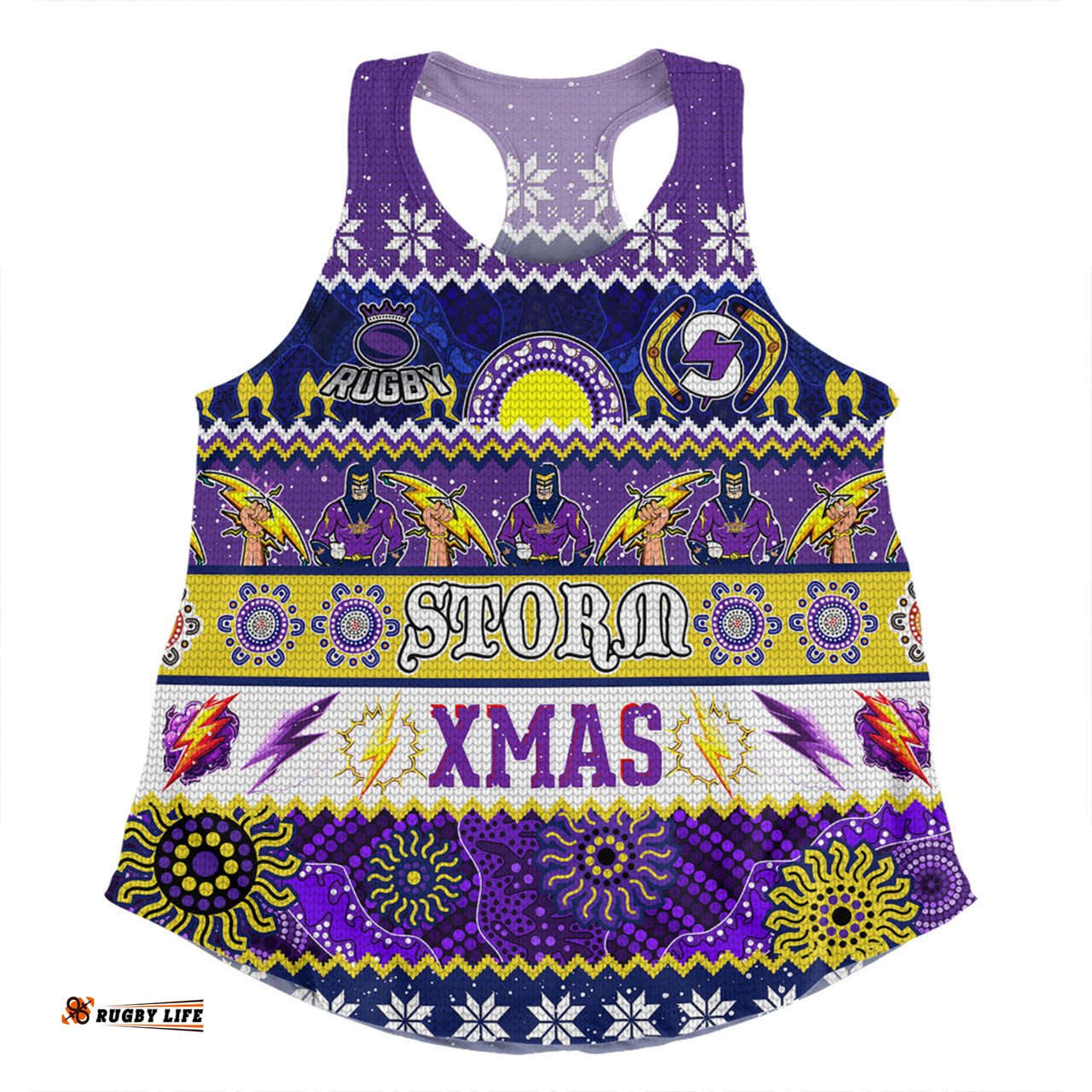 Amazing Aussie Melbourne Storm Christmas Aboriginal Custom Indigenous Knitted Ugly Xmas Style Women Tank Top