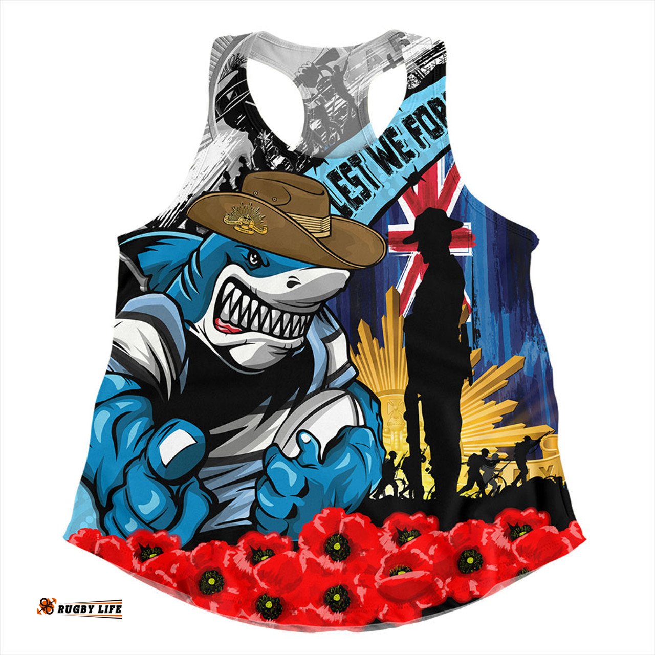 Amazing Aussie Cronulla Sutherland Sharks United In Spirit Anzac Day Tribute Women Tank Top