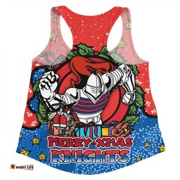 Amazing Aussie Newcastle Knights Christmas Custom Merry Christmas Our Beloved Team With Aboriginal Dot Art Pattern Women Tank Top