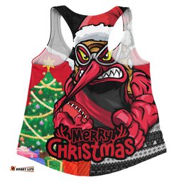 Amazing Aussie Essendon Santa Scoring Touchdown On Christmas Game Day Women Tank Top