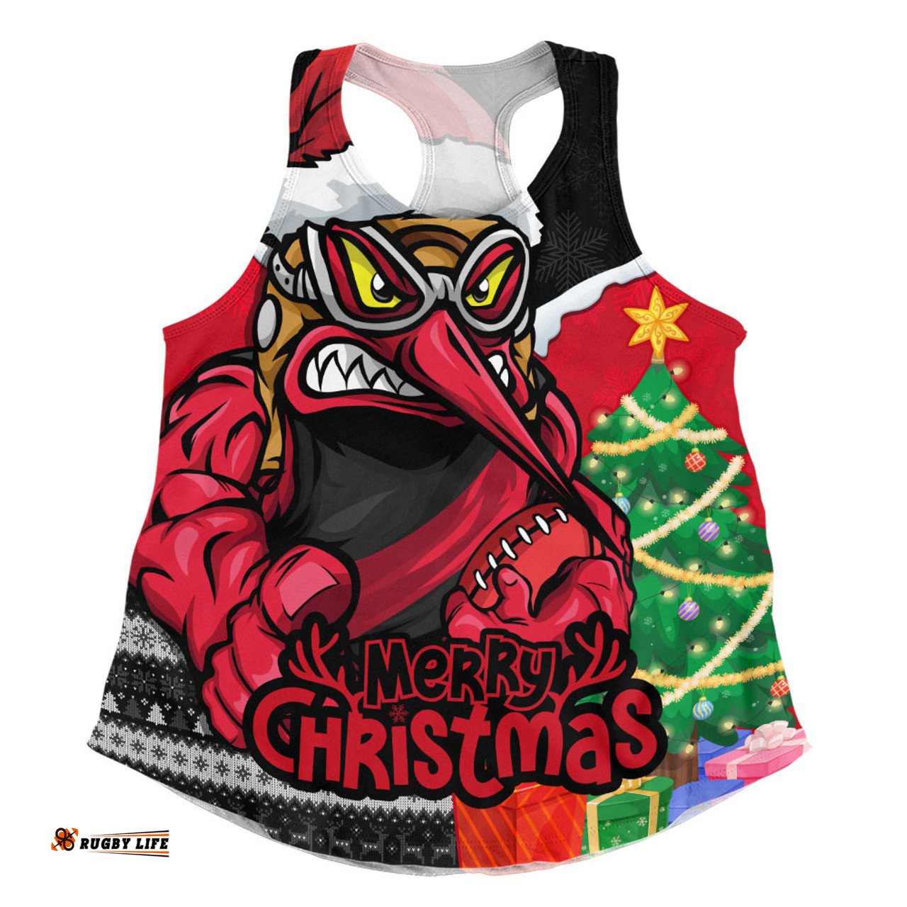 Amazing Aussie Essendon Santa Scoring Touchdown On Christmas Game Day Women Tank Top