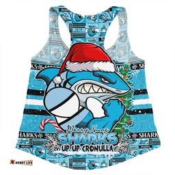 Amazing Aussie Cronulla Sutherland Sharks Merry Ugly Christmas Comic Style Women Tank Top