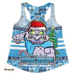 Amazing Aussie New South Wales Blues Merry Ugly Christmas Comic Style Women Tank Top
