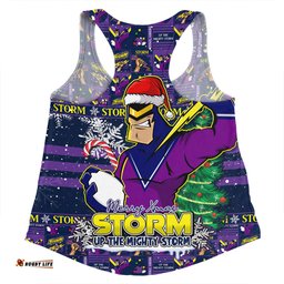 Amazing Aussie Melbourne Storm Merry Ugly Christmas Comic Style Women Tank Top