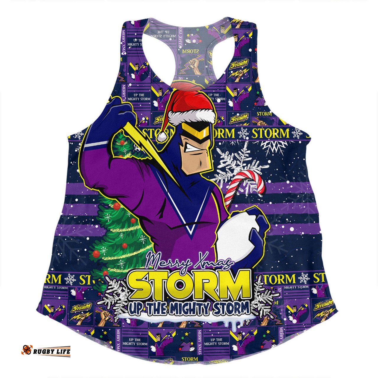 Amazing Aussie Melbourne Storm Merry Ugly Christmas Comic Style Women Tank Top