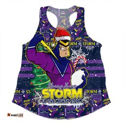 Amazing Aussie Melbourne Storm Merry Ugly Christmas Comic Style Women Tank Top