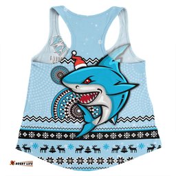 Amazing Aussie Cronulla Sutherland Sharks Christmas Custom Ugly Xmas And Aboriginal Patterns For Die Hard Fan Women Tank Top