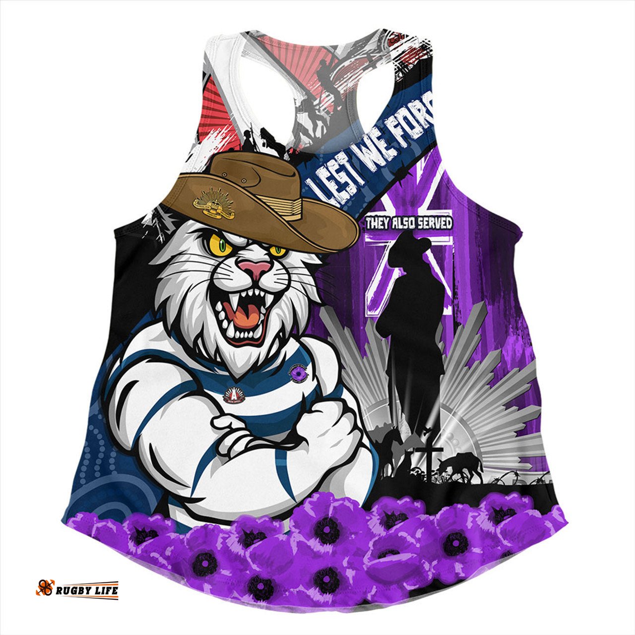 Amazing Aussie Geelong Cats ANZAC Day Honor Purple Valor And Spirit Women Tank Top