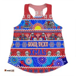 Amazing Aussie Newcastle Knights Christmas Aboriginal Custom Indigenous Knitted Ugly Xmas Style Women Tank Top