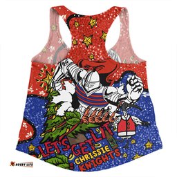 Amazing Aussie Newcastle Knights Christmas Custom Let's Get Lit Chrisse Pressie Women Tank Top