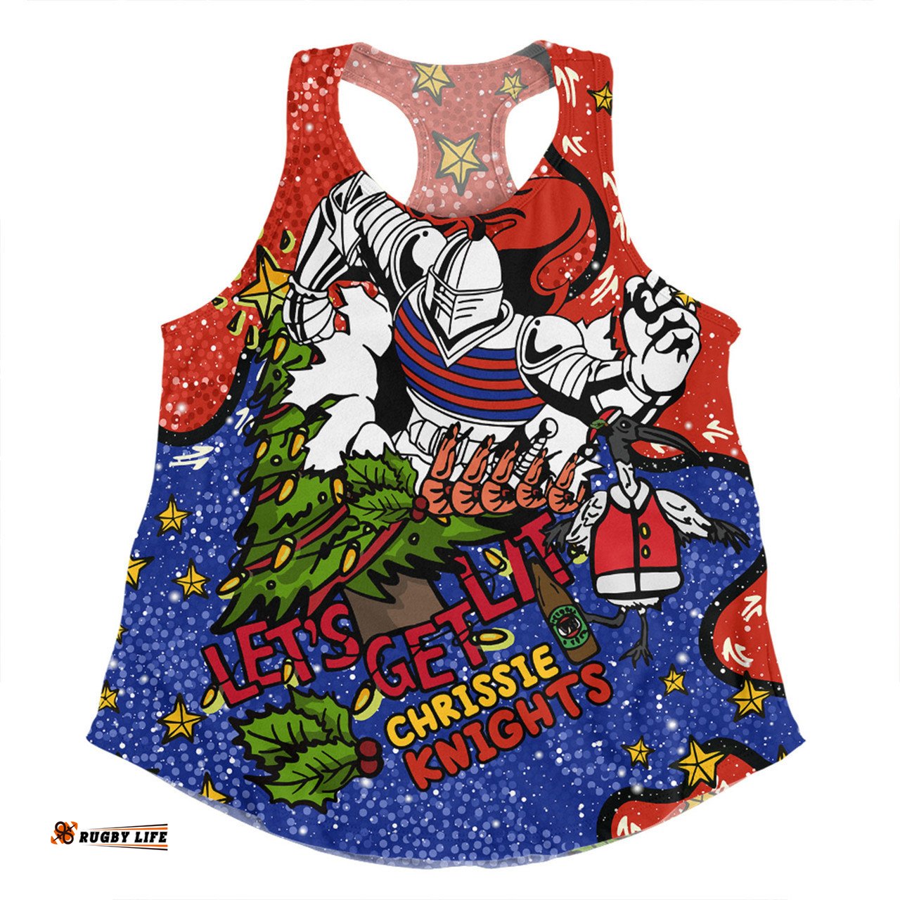 Amazing Aussie Newcastle Knights Christmas Custom Let's Get Lit Chrisse Pressie Women Tank Top