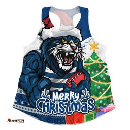 Amazing Aussie Geelong Cats Santa Scoring Touchdown On Christmas Game Day Women Tank Top