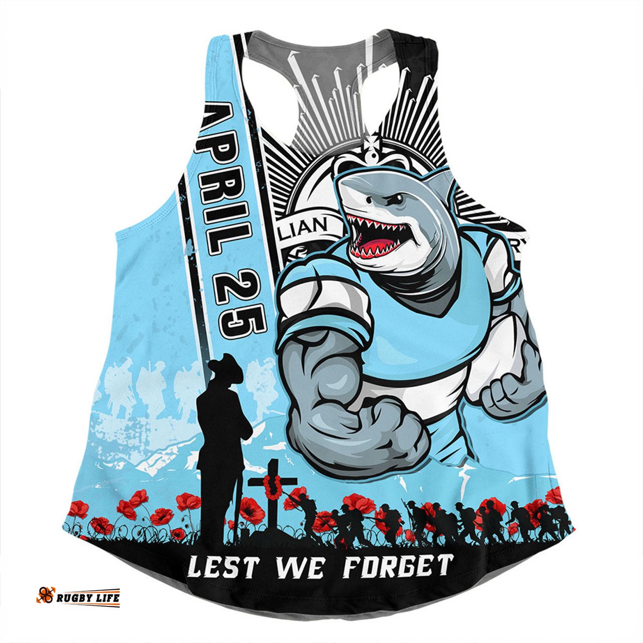 Amazing Aussie Cronulla Sutherland Sharks Anzac Day Lest We Forget Strong Fighting Spirit Women Tank Top