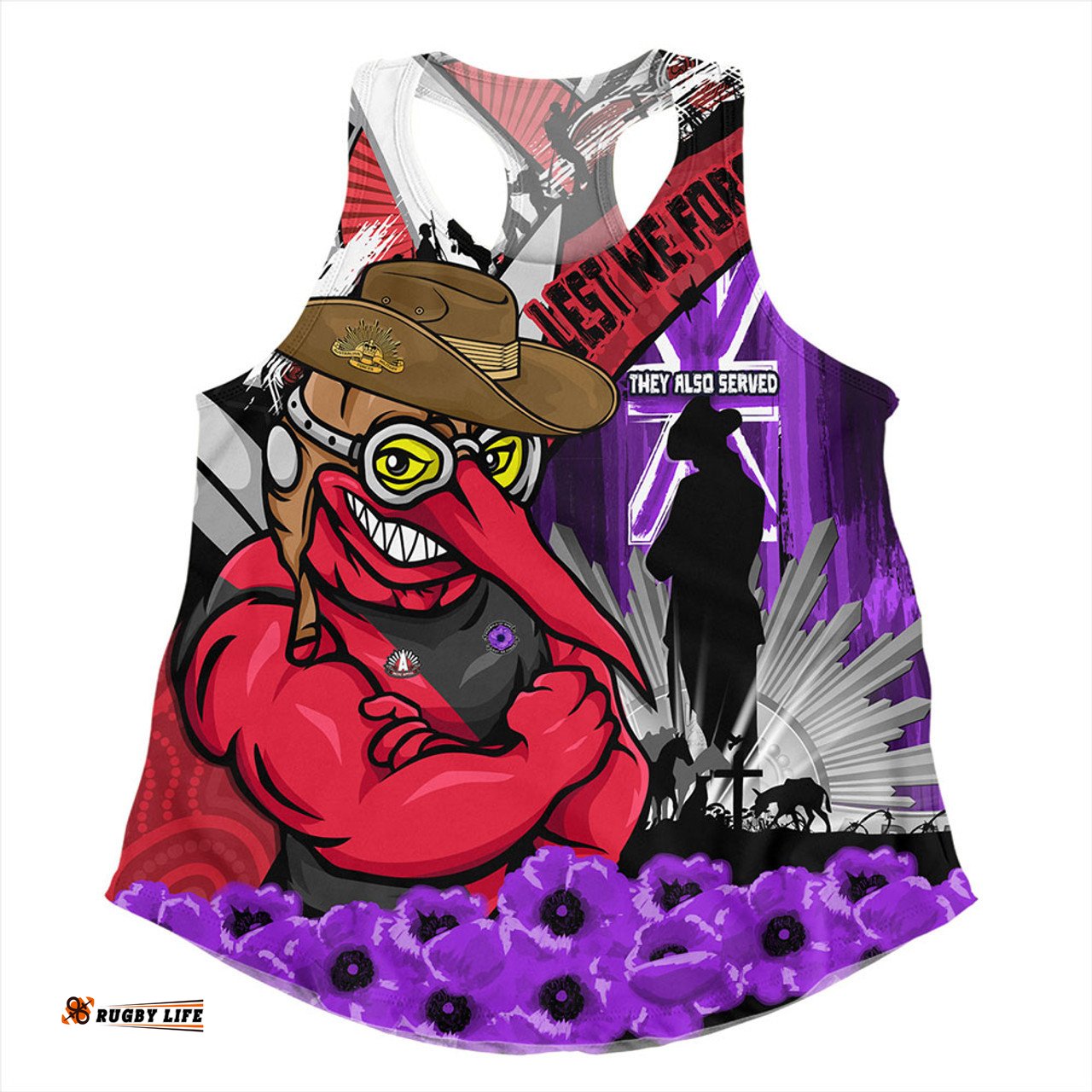 Amazing Aussie Essendon ANZAC Day Honor Purple Valor And Spirit Women Tank Top
