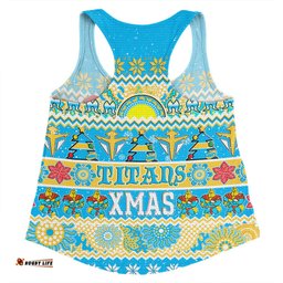 Amazing Aussie Gold Coast Titans Christmas Aboriginal Custom Indigenous Knitted Ugly Xmas Style Women Tank Top