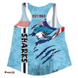 Amazing Aussie Cronulla Sutherland Sharks Happy Australia Day Flag Scratch Style Women Tank Top