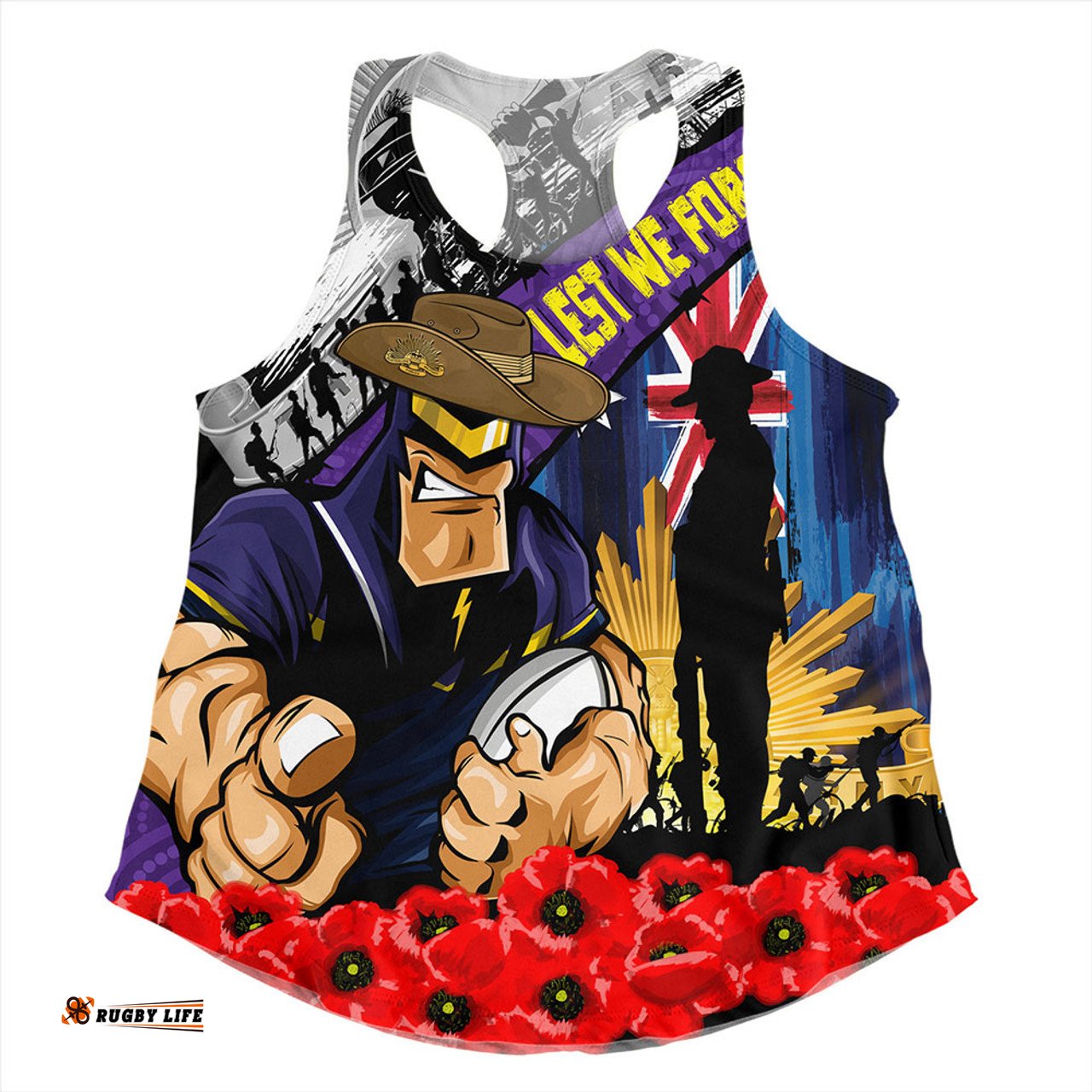 Amazing Aussie Melbourne Storm United In Spirit Anzac Day Tribute Women Tank Top