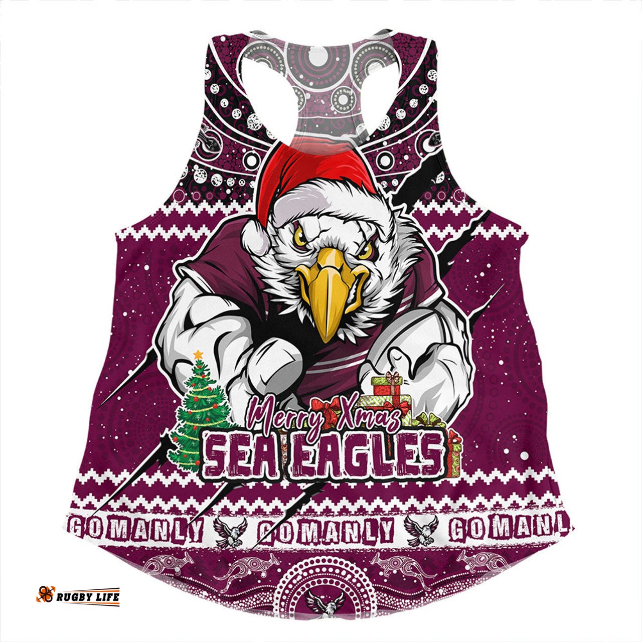 Amazing Aussie Manly Warringah Sea Eagles Aboriginal Xmas Special Ugly Christmas Style Women Tank Top