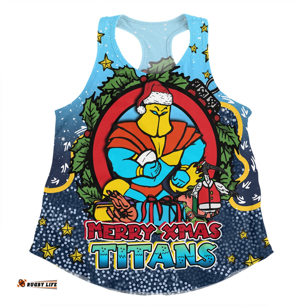 Amazing Aussie Gold Coast Titans Christmas Custom Merry Christmas Our Beloved Team With Aboriginal Dot Art Pattern Women Tank Top