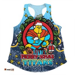 Amazing Aussie Gold Coast Titans Christmas Custom Merry Christmas Our Beloved Team With Aboriginal Dot Art Pattern Women Tank Top