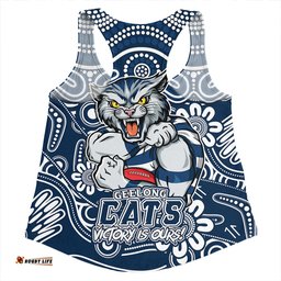 Amazing Aussie Geelong Cats Aboriginal Inspired Tough Fan Football For Life Women Tank Top