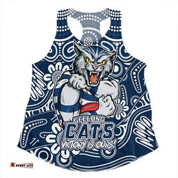 Amazing Aussie Geelong Cats Aboriginal Inspired Tough Fan Football For Life Women Tank Top