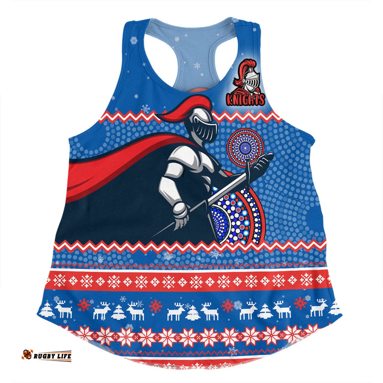 Amazing Aussie Newcastle Knights Christmas Custom Ugly Xmas And Aboriginal Patterns For Die Hard Fan Women Tank Top