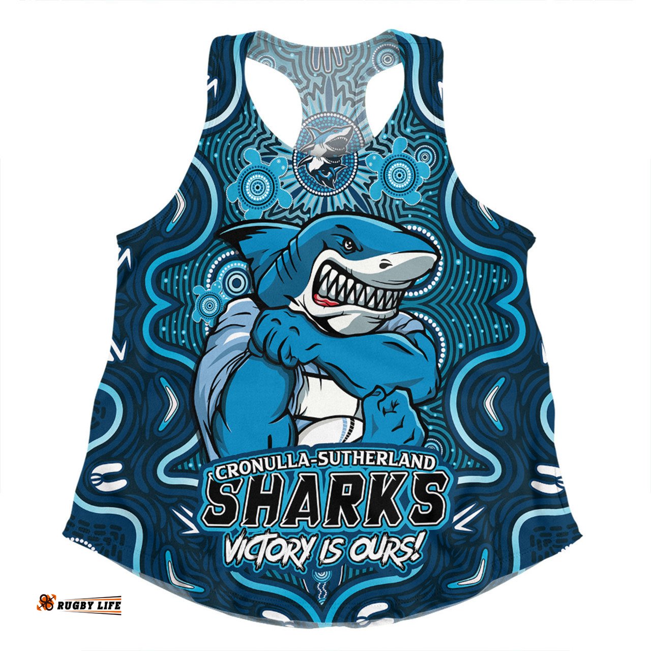 Amazing Aussie Cronulla Sutherland Sharks Aboriginal Pattern Inspired Victory Is Ours Women Tank Top