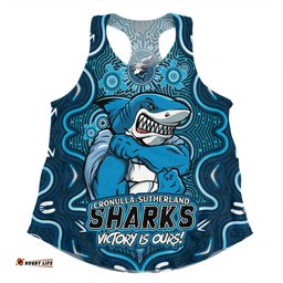 Amazing Aussie Cronulla Sutherland Sharks Aboriginal Pattern Inspired Victory Is Ours Women Tank Top