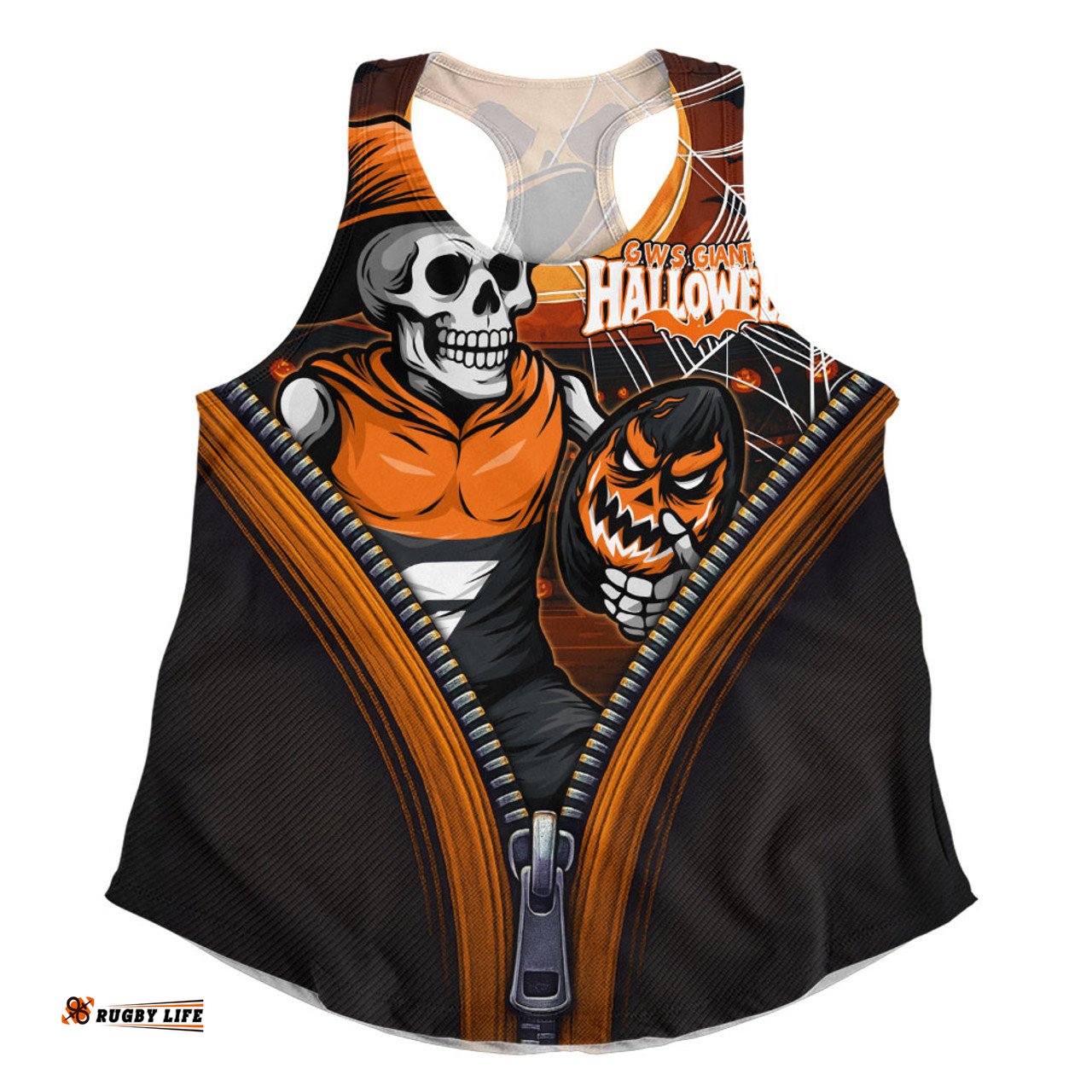 Amazing Aussie Gold Coast SUNS Halloween Night Reaper Zipper Women Tank Top
