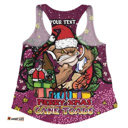 Amazing Aussie Queensland Cane Toads Christmas Custom Merry Christmas Our Beloved Team With Aboriginal Dot Art Pattern Women Tank Top