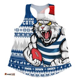 Amazing Aussie Geelong Cats Merry Christmas Down Under Footy Power Style Women Tank Top