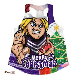 Amazing Aussie Fremantle Santa Scoring Touchdown On Christmas Game Day Women Tank Top