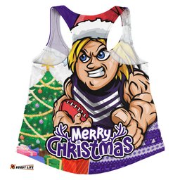 Amazing Aussie Fremantle Santa Scoring Touchdown On Christmas Game Day Women Tank Top