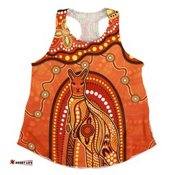 Amazing Aussie Indigenous Australian Aboriginal Kangaroo Dreaming Outback Spirit Edition Orange Women Tank Top