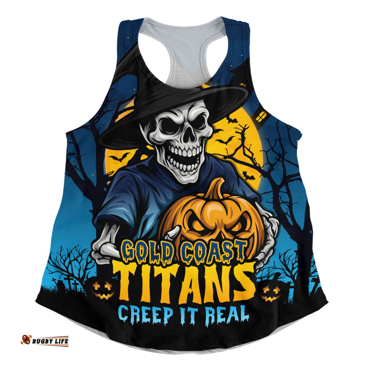 Amazing Aussie Gold Coast Titans Dark Moon Rugby Halloween Battle Edition Women Tank Top