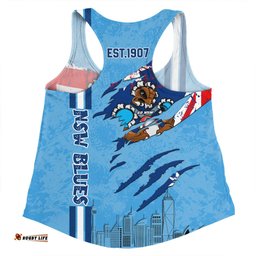 Amazing Aussie New South Wales Blues Happy Australia Day Flag Scratch Style Women Tank Top