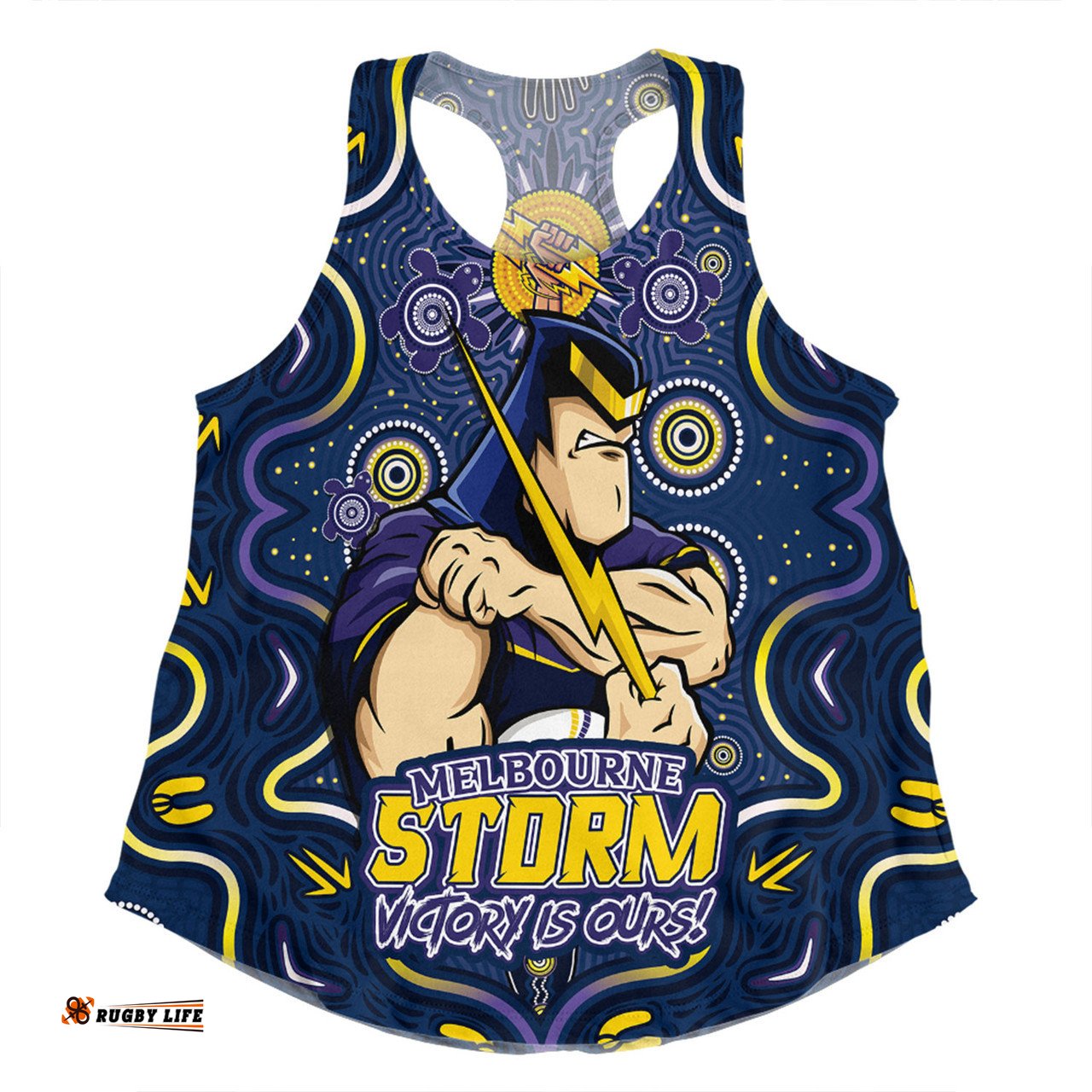 Amazing Aussie Melbourne Storm Aboriginal Pattern Inspired Victory Is Ours Women Tank Top