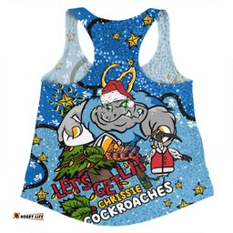 Amazing Aussie New South Wales Cockroaches Christmas Custom Let's Get Lit Chrisse Pressie Women Tank Top