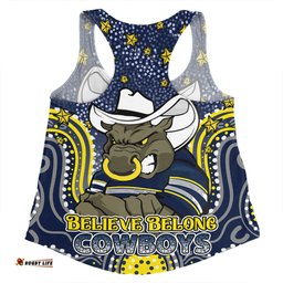 Amazing Aussie North Queensland Cowboys Custom Custom With Aboriginal Inspired Style Of Dot Painting Patterns  Women Tank Top