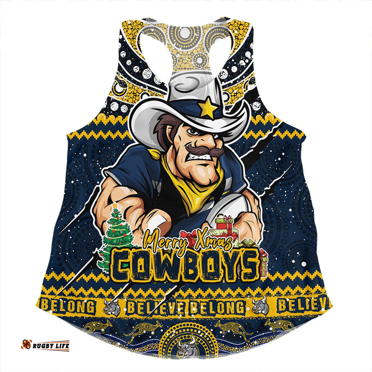 Amazing Aussie North Queensland Cowboys Aboriginal Xmas Special Ugly Christmas Style Women Tank Top