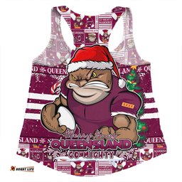 Amazing Aussie Queensland Maroons Merry Ugly Christmas Comic Style Women Tank Top