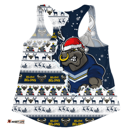 Amazing Aussie North Queensland Cowboys Merry Ugly Christmas Our Beloved Team Scratch Style Women Tank Top