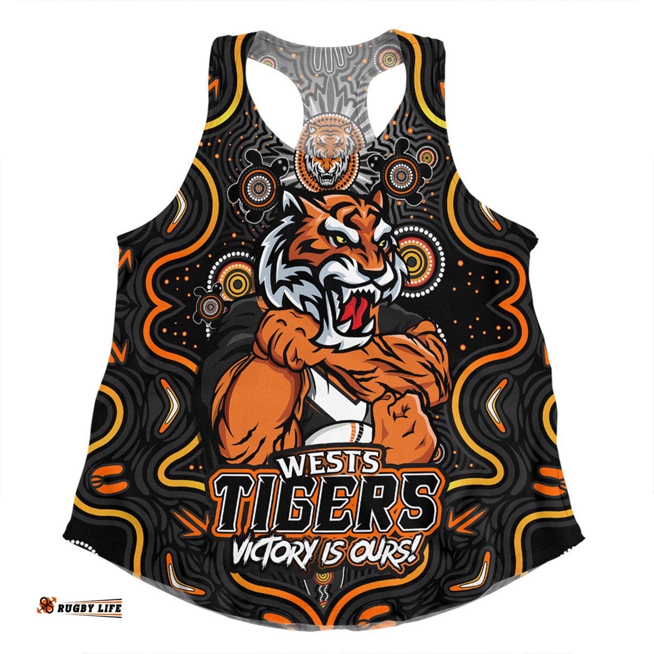 Amazing Aussie Wests Tigers Aboriginal Pattern Inspired Victory Is Ours Women Tank Top