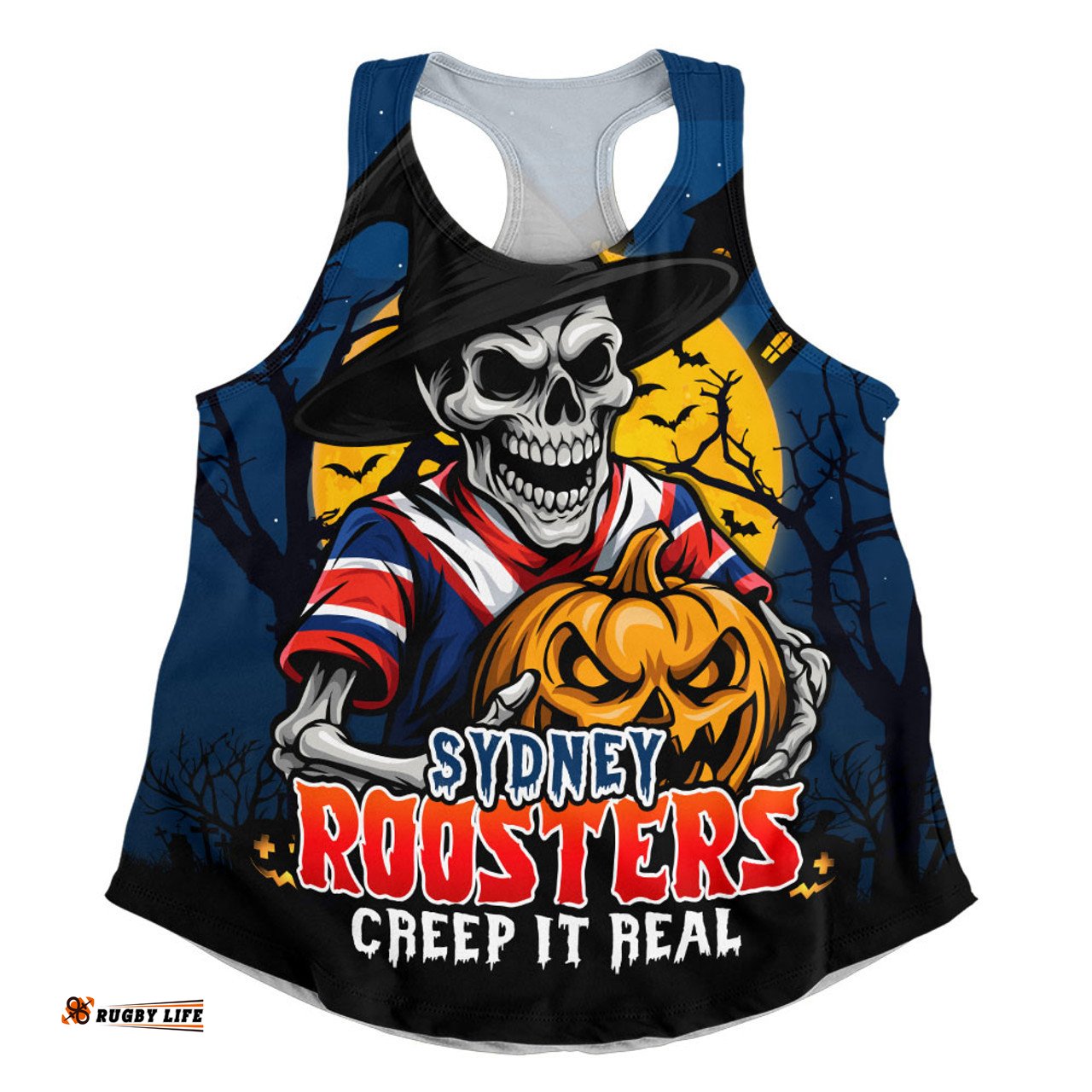 Amazing Aussie Sydney Roosters Dark Moon Rugby Halloween Battle Edition Women Tank Top