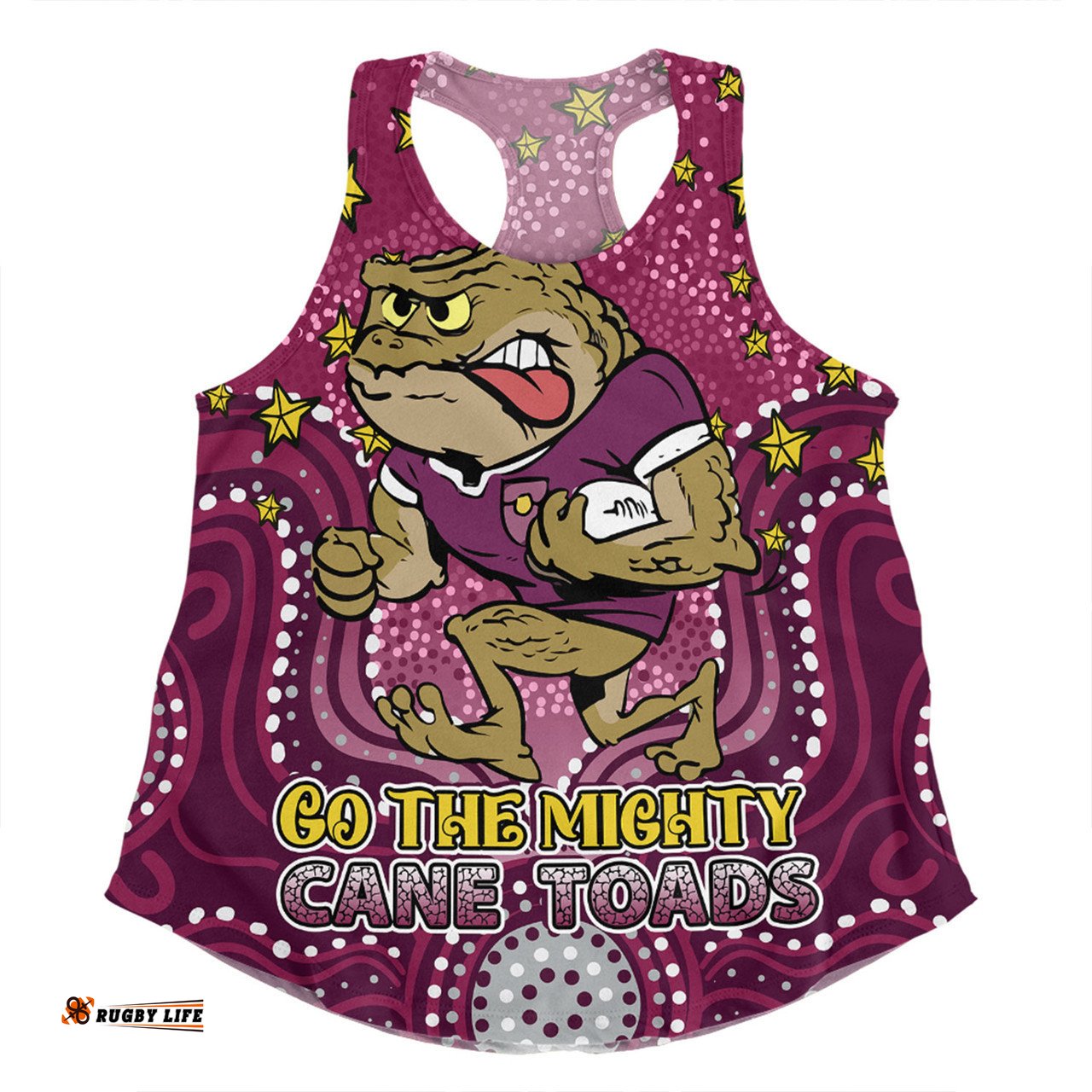 Amazing Aussie Queensland Cane Toads Custom Custom With Aboriginal Inspired Style Of Dot Painting Patterns  Women Tank Top