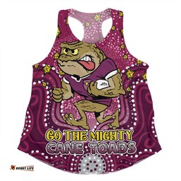 Amazing Aussie Queensland Cane Toads Custom Custom With Aboriginal Inspired Style Of Dot Painting Patterns  Women Tank Top