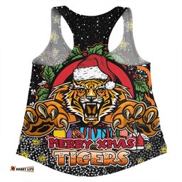 Amazing Aussie Wests Tigers Christmas Custom Merry Christmas Our Beloved Team With Aboriginal Dot Art Pattern Women Tank Top