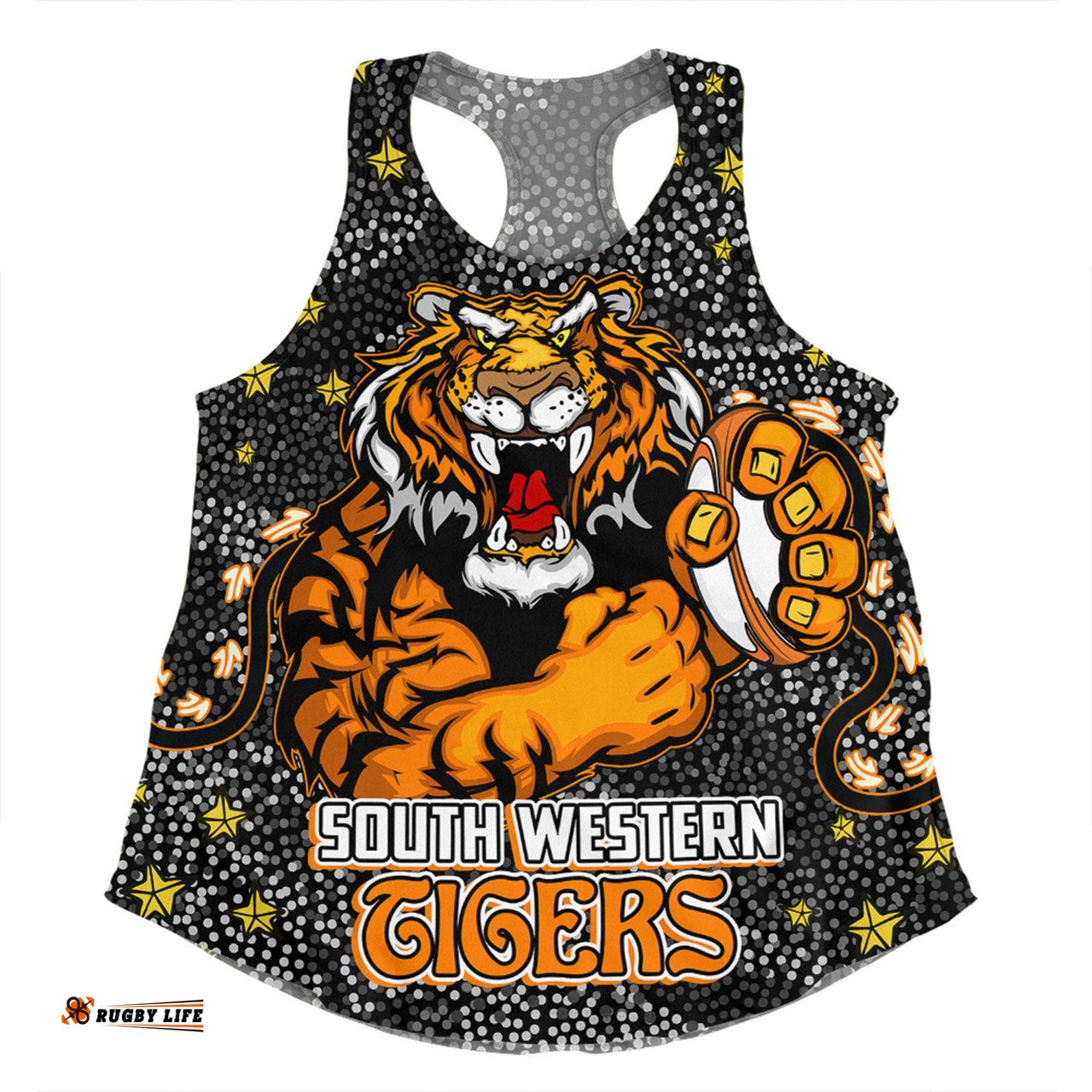 Amazing Aussie Wests Tigers Custom Team With Dot And Star Patterns For Tough Fan Women Tank Top